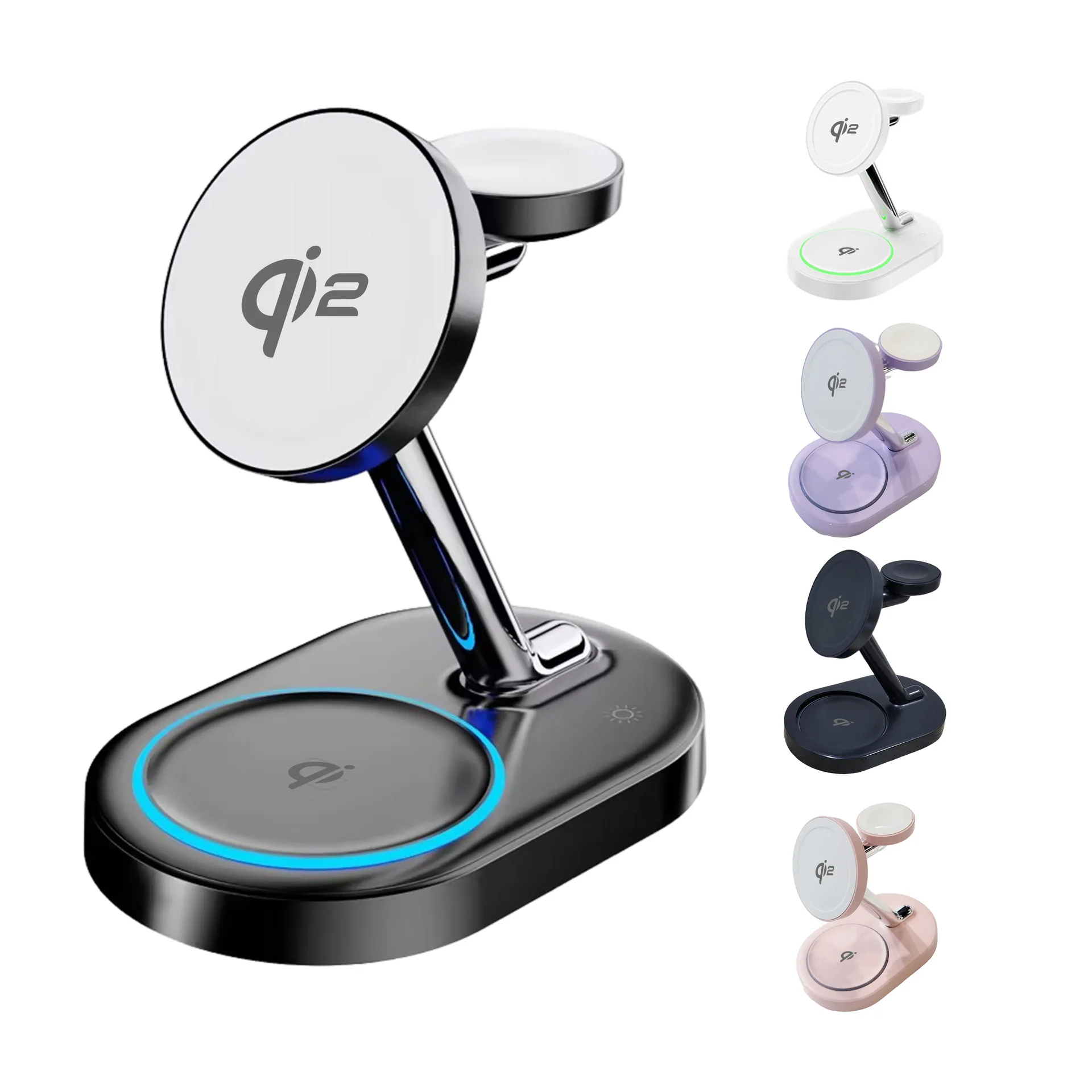 New Qi2 3 In 1 Magsafe Magnetic RGB Light Wireless Charger For Android iPhone iWatch Airpods Induction Fast Charging Station