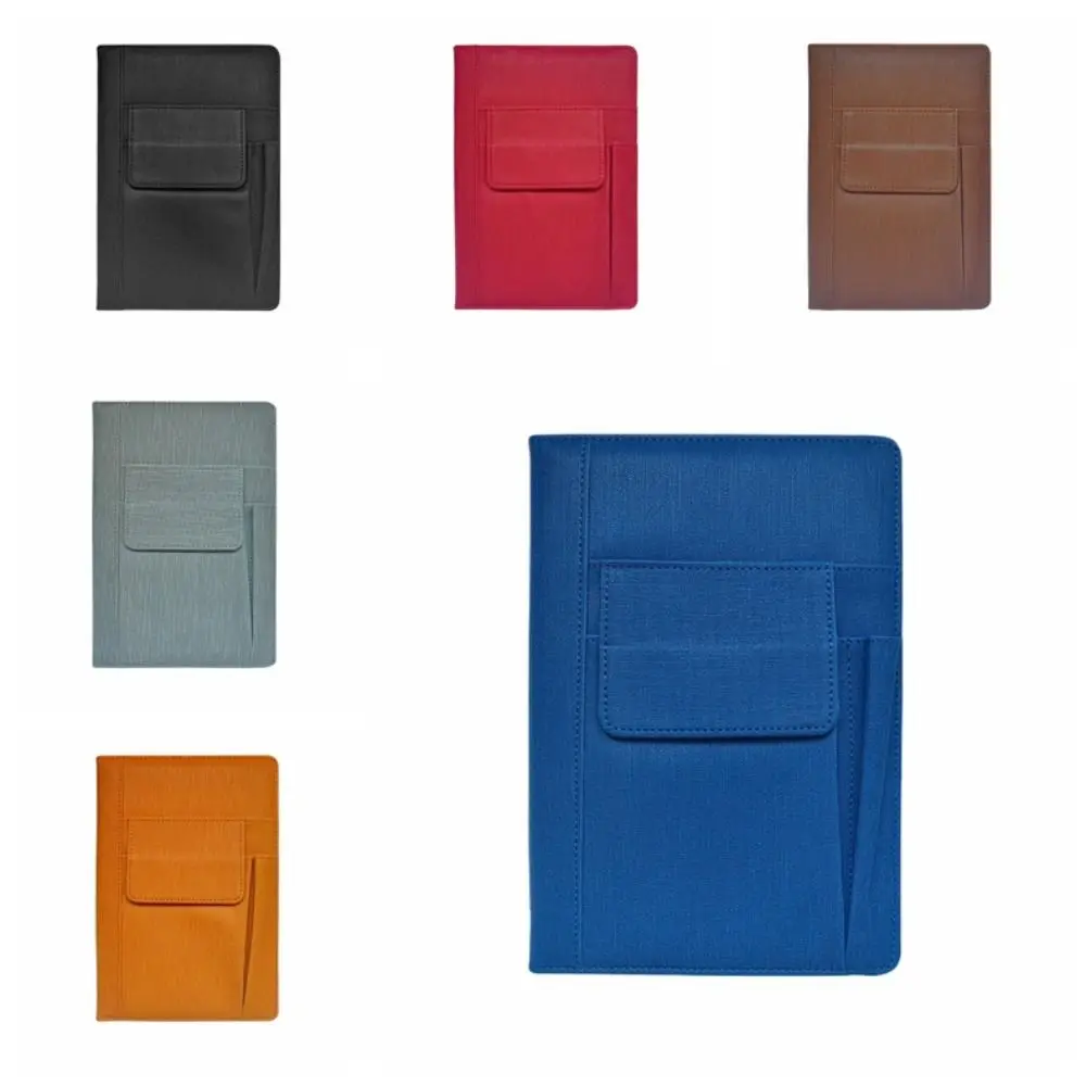Cuaderno multifunción A5 con bolsillo, lista de tareas Retro, libro de minutos de reuniones, diario, suministros escolares, cuaderno de cuero PU para niñas