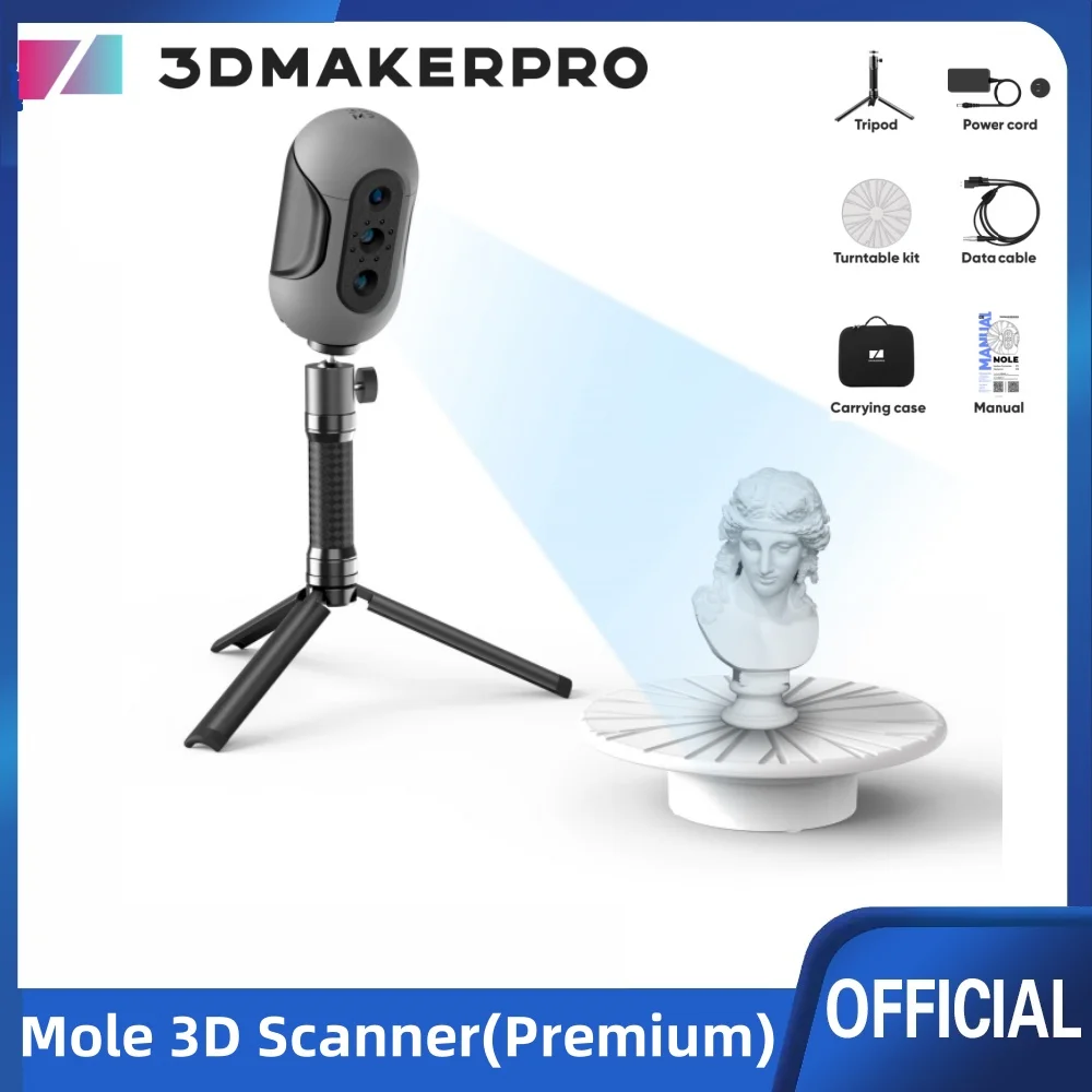 Mole Handheld 3D Scanner for3D Printer, 0.05mm Accuracy&0.1mm Resolution,10FPS Scanning Lightning-Fast Speed Mole (Premium)