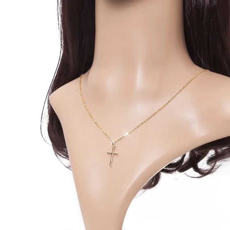 New Crystal Christian Jesus Cross Pendant Necklaces Women Fashion Gold Silver Color Clavicle Chain Necklace Collar Jewelry Gift