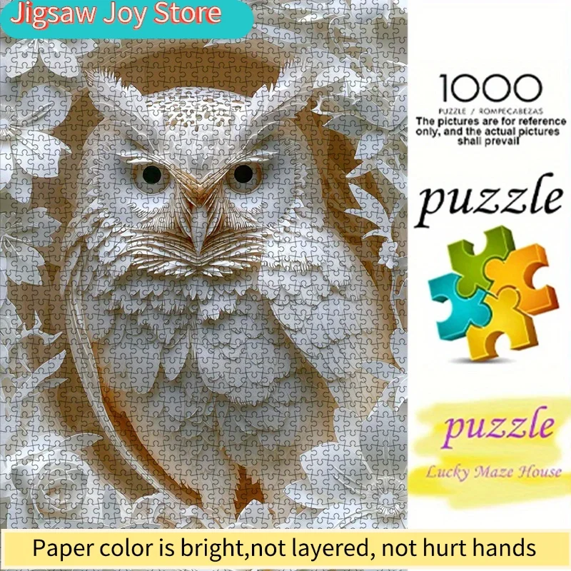 

Набор для творчества: 3D-пазл из бумаги (Твердый и красивый белый пазл-сова, бумажный арт-пазл, 3D-пазл) из высококачественного белого картона, подходит для