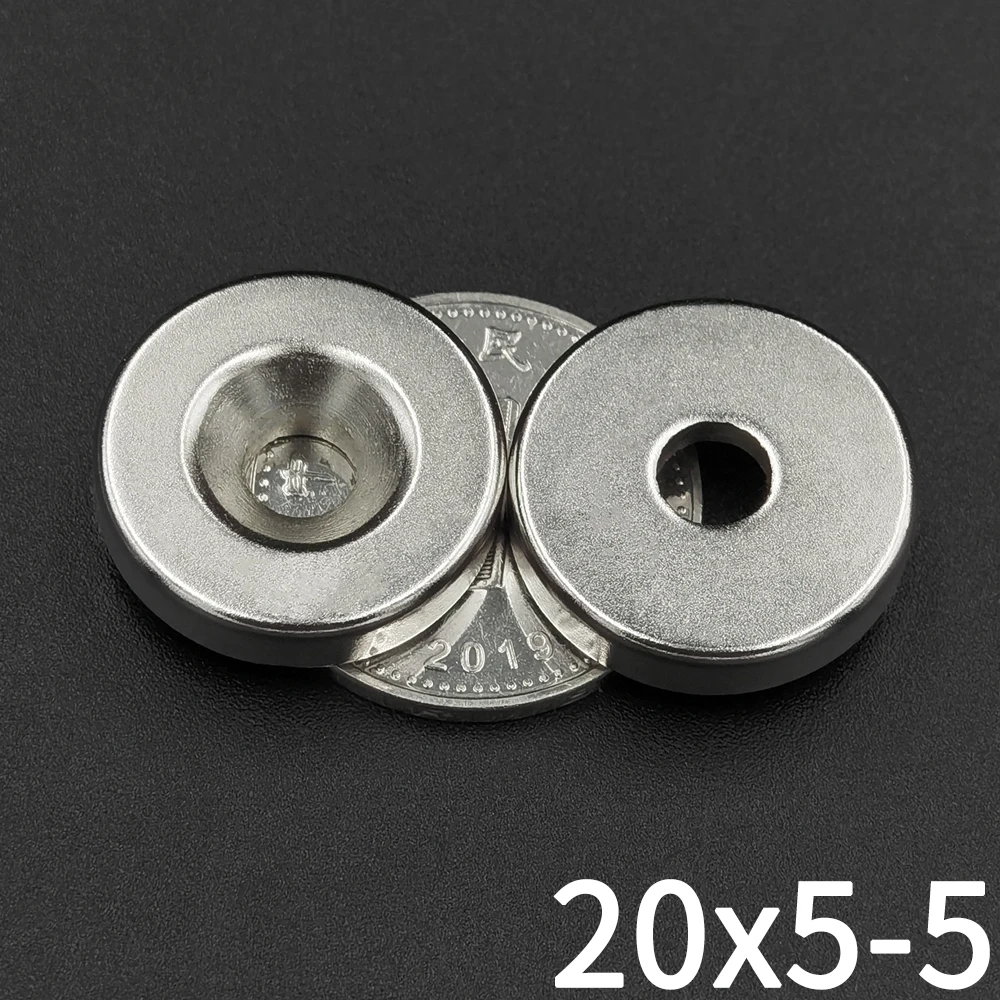 2/5 Pcs 20x5-5 Neodymium Imanes 20mm X 5mm Hole 5mm NdFeB N35 Round Super Powerful Strong Permanent Magnetic Imanes Disc image 4