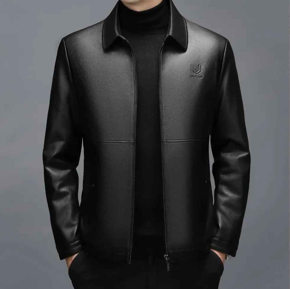 

Men's Sheepskin Jacket Autumn And Winter Thick Warm Casual Business Jacket Spring Collar Fashion Short Leather Jacket