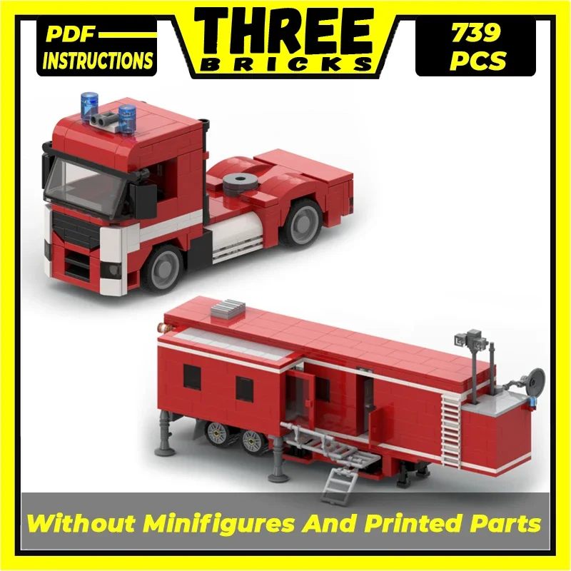 

Moc Building Bricks City Car Model Fire Department MAN TGX Tractor Technology Modular Blocks Gift Christmas Toy DIY Set Assembly