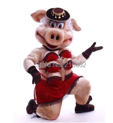 Cute Pig Mascot Costume para adulto, fantasia dos desenhos animados, vestido de pelúcia, Halloween e Natal, novo