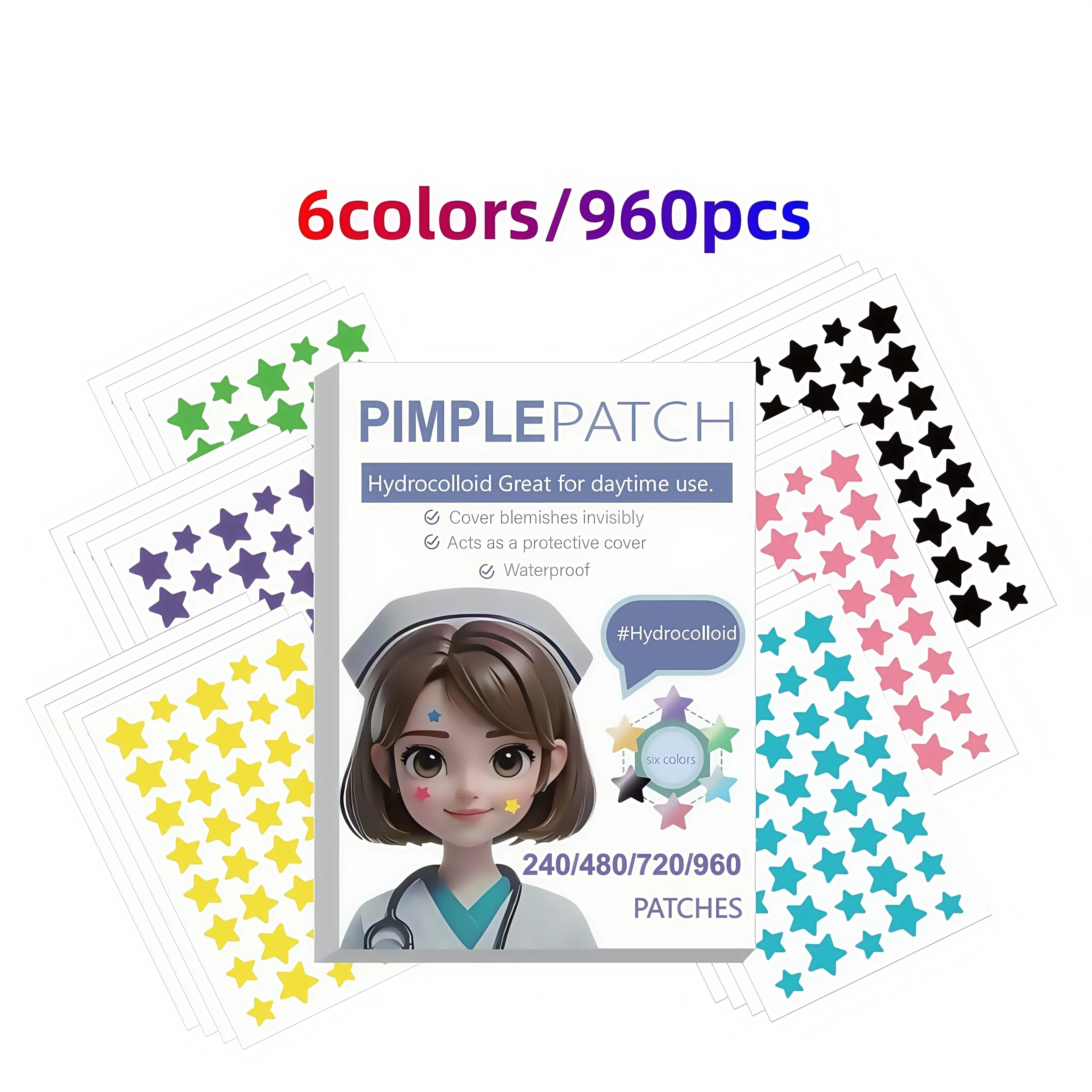 240-480-720-960PCS Fashion Cute Star Acne Patches Waterproof Daily Facial Skin Care Supplies image 4