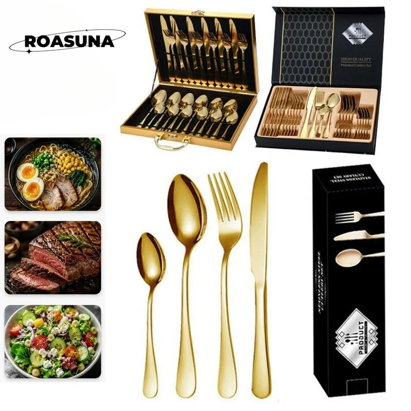 Stainless Steel Flatware Set, Knives Forks Spoons for Home Hotel Restaurant Wedding, Durable Tableware Gift