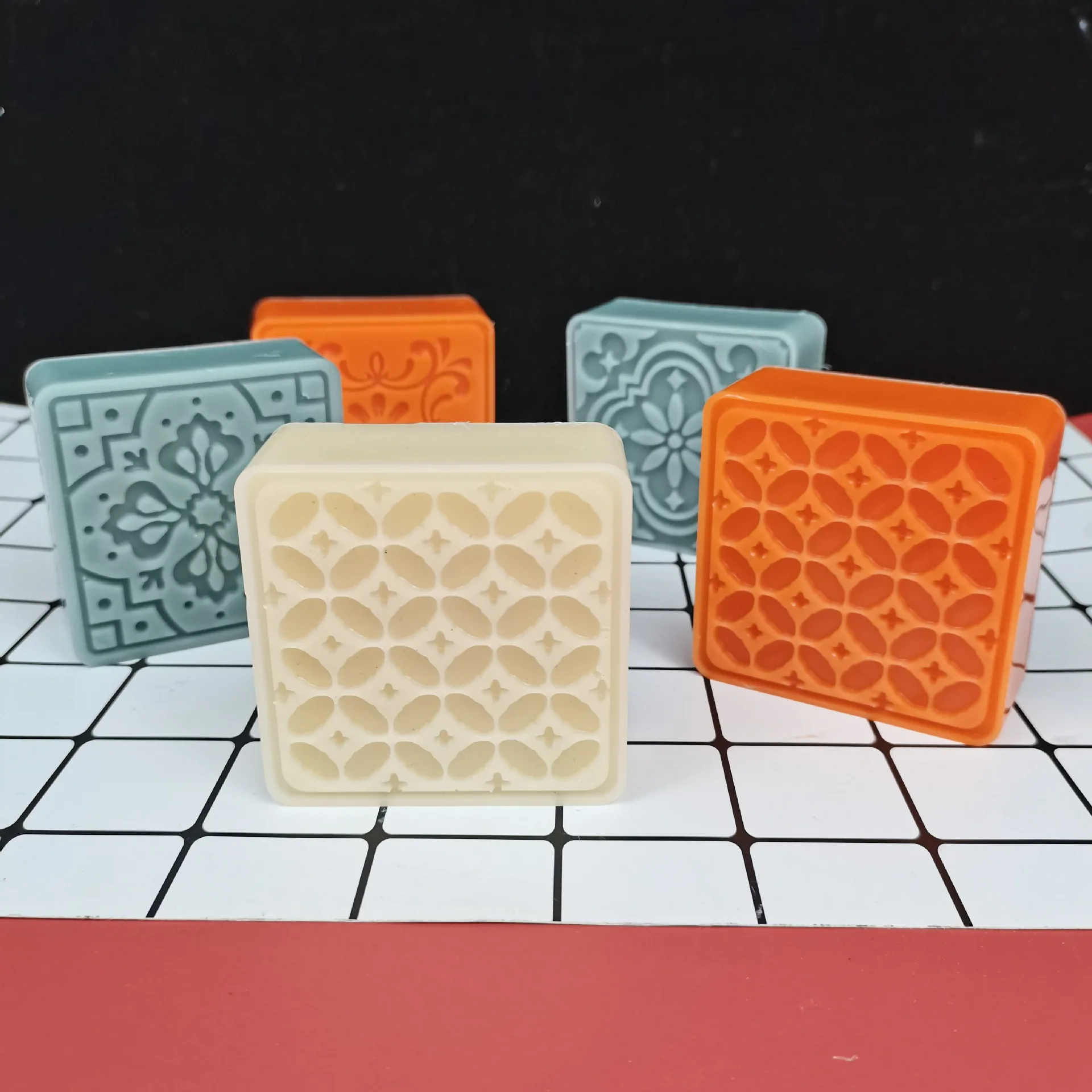 4-Cavity Square Soap Mold with Floral Designs - Silicone Soap Making Molds for DIY Projects