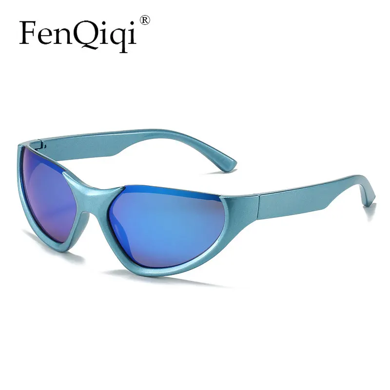 AliExpress FenQiqi Sports Cycling Men Y2k Sun Glasses 2022 New Cat Eye Half Frame Sunglasses For Woman Outdoor Dustproof Eyeglasses очки женские