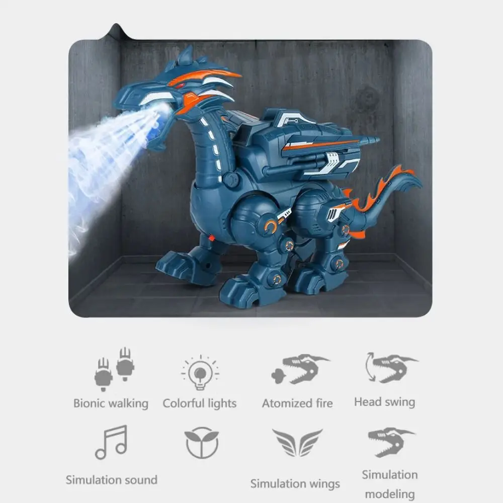 Animal Model Electric Dinosaur Spray Mechanical Interactive Spray Dragon Toys Cool Light Water Spray Simulation Spray Dragon