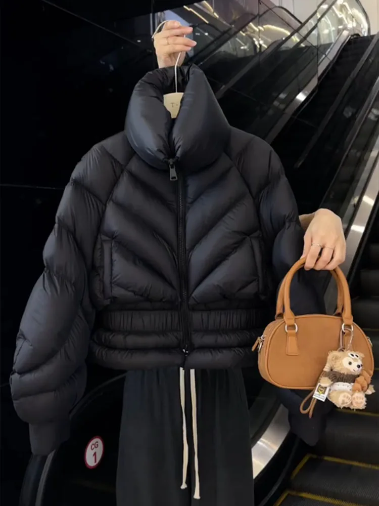 

Ele ort Bla Женское пуховое зимнее пальто с воротником-стойкой Sli Slim Fit с высокой талией Обычное све Длинное женское пальто