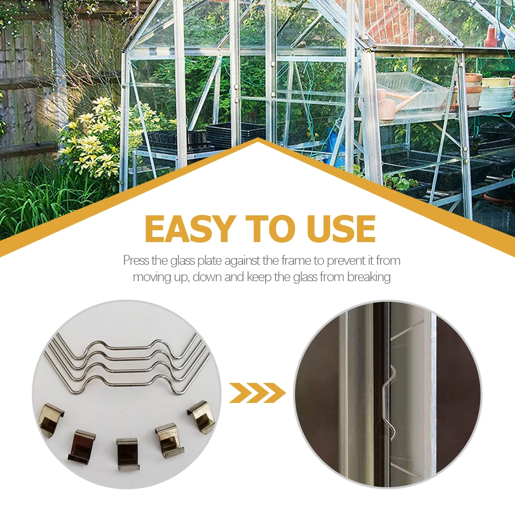 

50 set 50 Set Plate Fixing Stainless Glass Pane Fixing Clips Clips Greenhouse W Z Type Stainless Steel Pane Connectors Garden