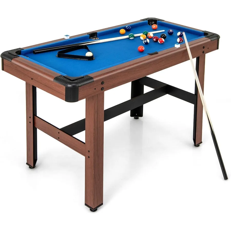 

48 Inch Wooden Pool Table with 16 Balls 2 Cue Sticks 2 Chalks and Brush Mini Snooker Table for Family Entertainment Indoor Part