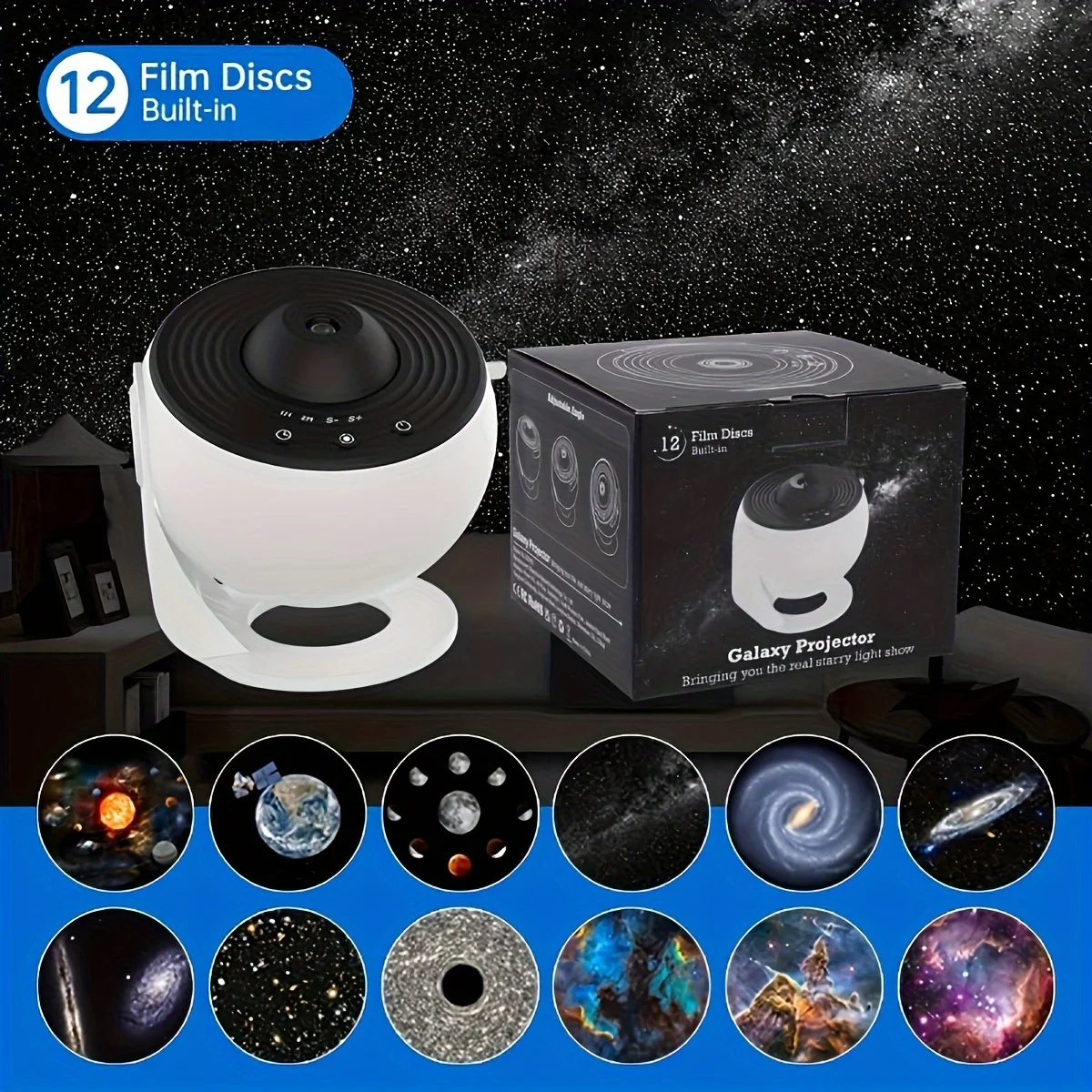 12 in 1 Projector Galaxy Projector Starry Sky Night Lamp LED Novelty Light for Planetarium Home Decor Children\'s Birthday Gift