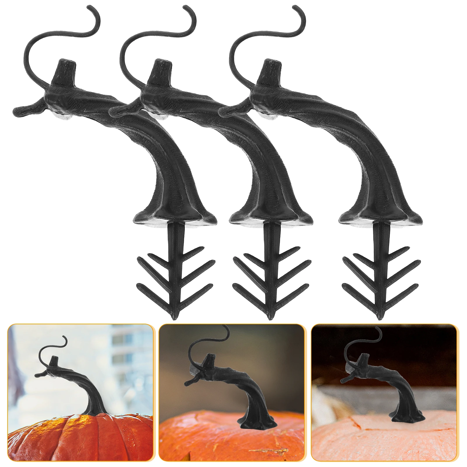 30 Pcs Decorations Pumpkin Handle Accessories Plastic Making Tools Fake Stem Black Artificial
