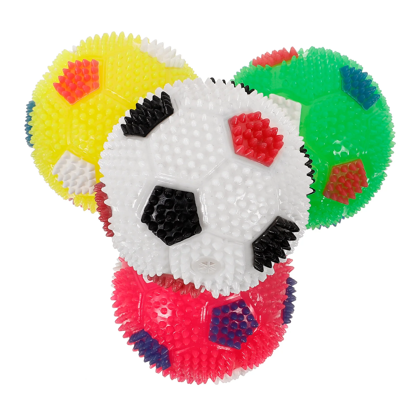 

4Pcs Durable Squeaky Luminous Spiky Dog Balls Elastic Massage Pet Play Bouncy Balls Squeaky Ball Spiky Ball Dog Toy