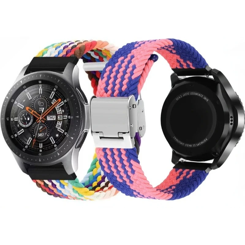 22mm 20mm Nylon Strap for Samsung Galaxy Watch4/5/6 One-piece Adjustable Nylon Woven Snap Strap Universal for 20/22mm Width Band