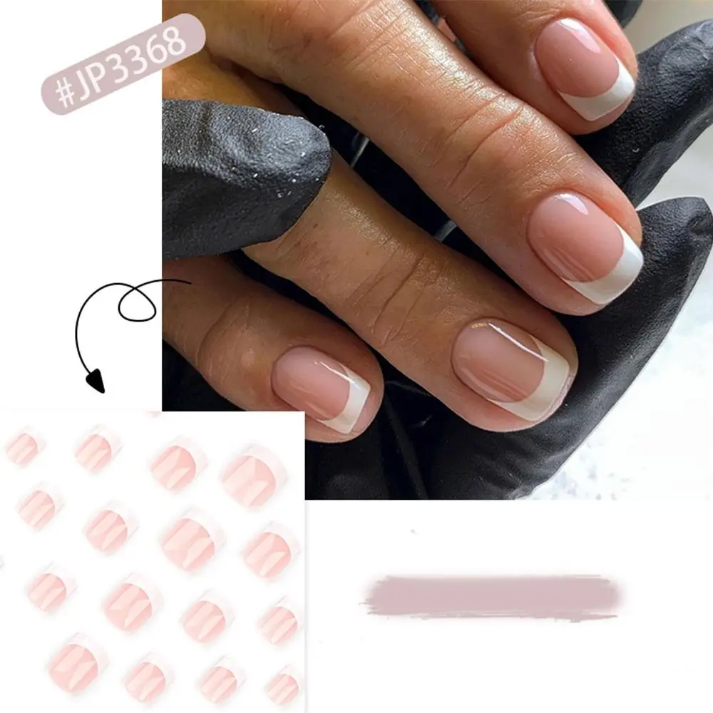 Nuove unghie finte lunghe da ballerina e quadrate Unghie finte a strisce bianche francesi Punte per unghie staccabili con copertura completa Donne Ragazze