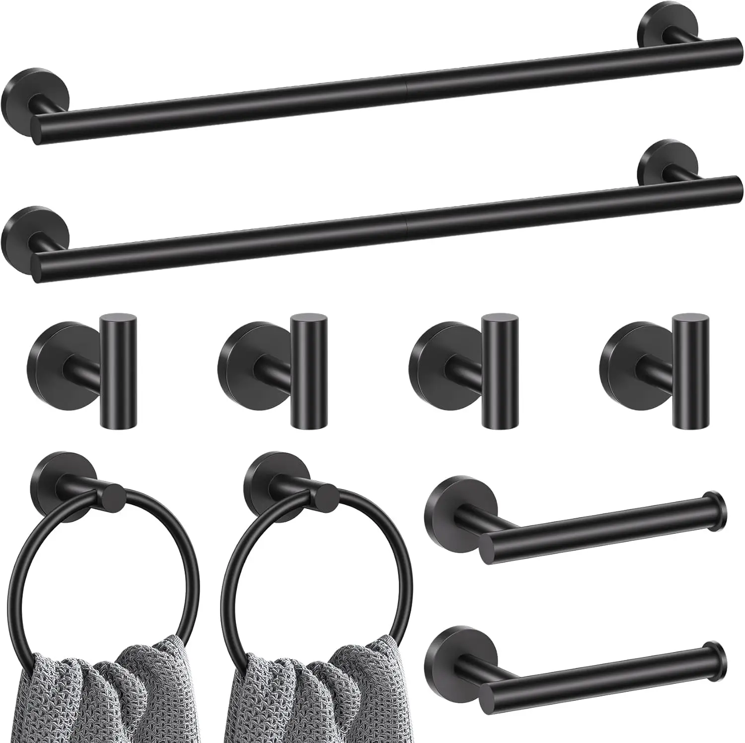 

Набор фурнитуры для ванной комнаты из матовой черной нержавеющей стали, 10 предметов, аксессуары для держателей для полотенец, настенный монтаж