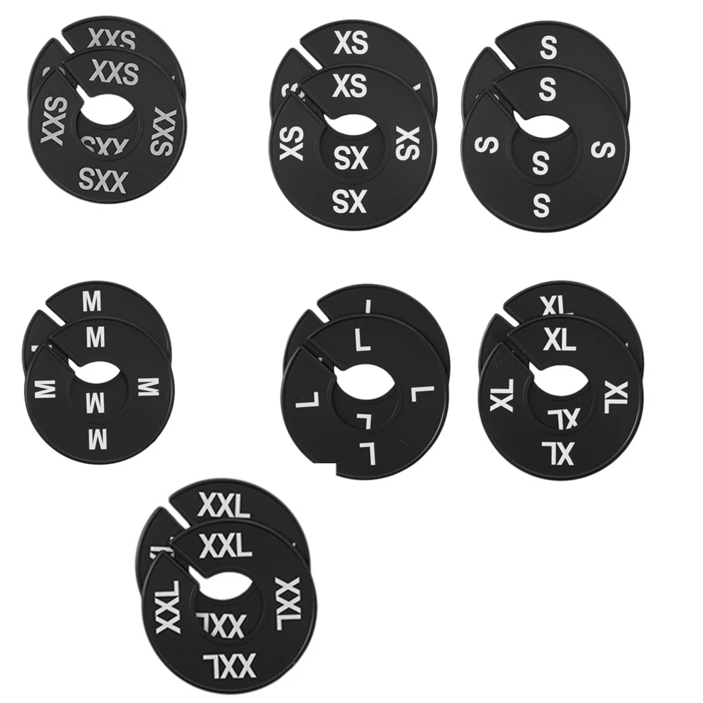 

Black Size Marker Pants Size Separator "XZS XS S M L XL XXL" Clothes Dividers for Home Wardrobe Clothing Closets Hanging Rack