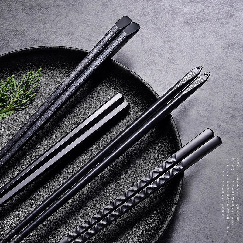 Japanese Chinese Chopsticks Black Sushi Sticks Fast Food Noodles Chopsticks Korean Tableware Kitchen Bar Supplies Cutlery 1Pair