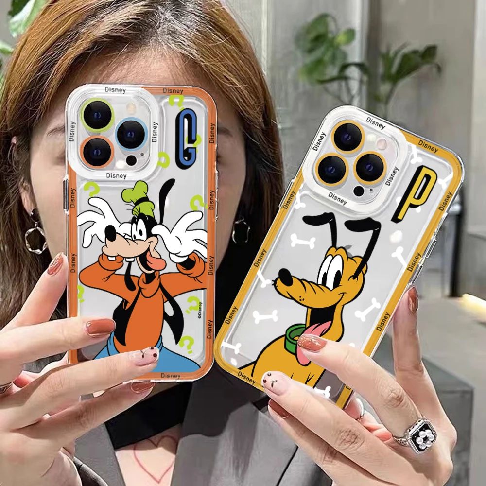 Cartoon Pluto Goofy Mickey Minnie Phone Case For iPhone 15 14 13 12 11 Mini Pro Max X XR XSMax 6 7 8 Plus SE20 Transparent Cover