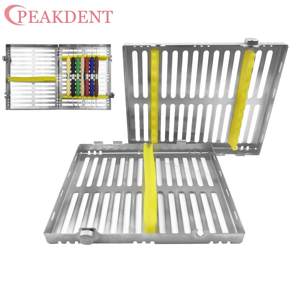 

Dental 10 Slots Sterilization Rack Surgical Autoclavable Sterilization Box Stainless Steel Cassette File Burs Disinfection Tray