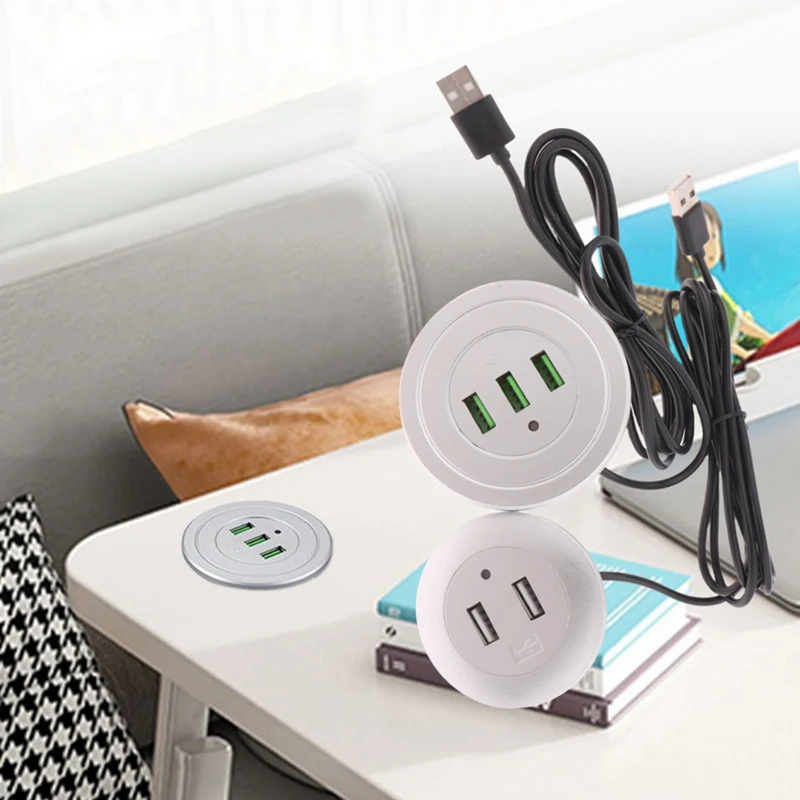 

Цельный разветвитель для зарядки, 2/3-портовый USB-настольный встроенный зарядный прибор для мобильного телефона, 2/3 USB-концентратор, компьютерный стол, линия передачи данных