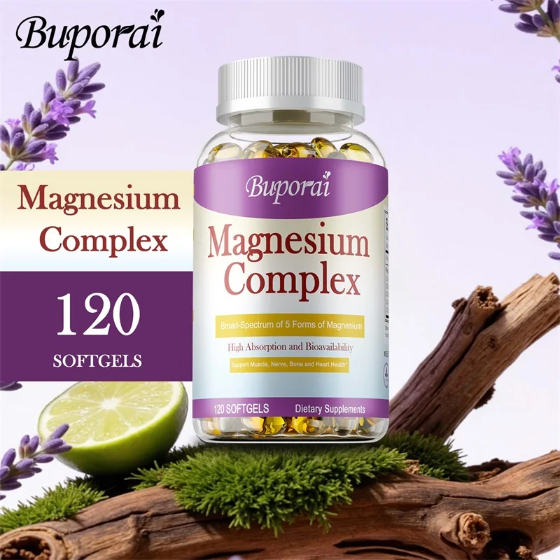 

Magnesium Complex Capsules - Support Brain, Bone & Heart Health, Improve Sleep Quality and Relieve Daily Stress