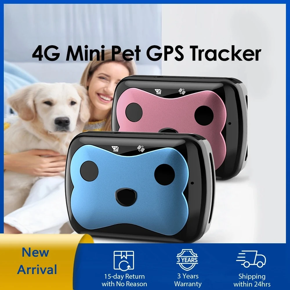 

New 4G Mini Pet GPS Tracker Dog Cat GPS Collar Waterproof IP68 Sound Feeding Reminder Magnetic Fast Charger Free APP