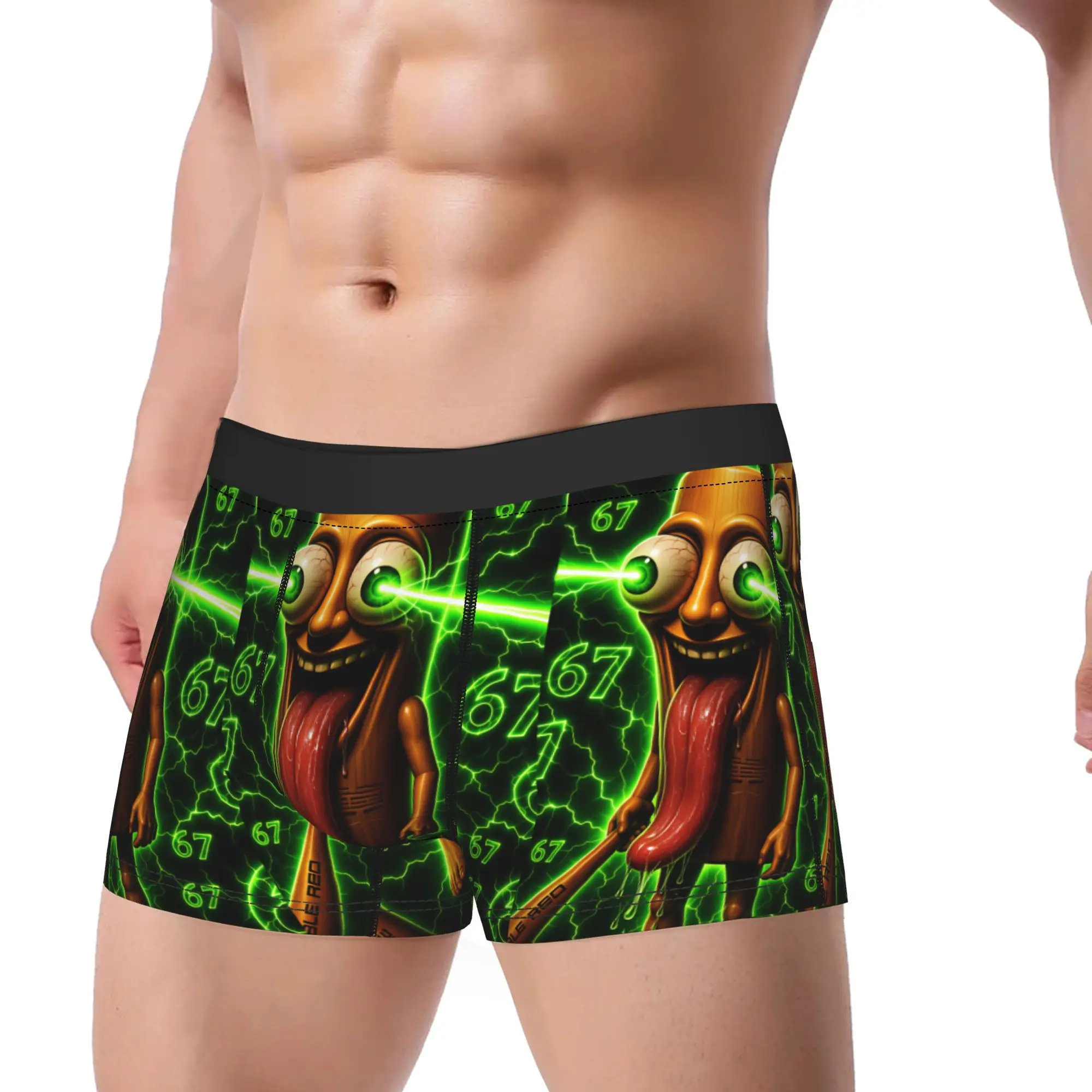 Tung Tung Sahur 67 Green Laser Eyes Crazy Meme Shorts Briefs  Underwear Trenky Men's Soft Trend Trunk Print Plus Size Panties
