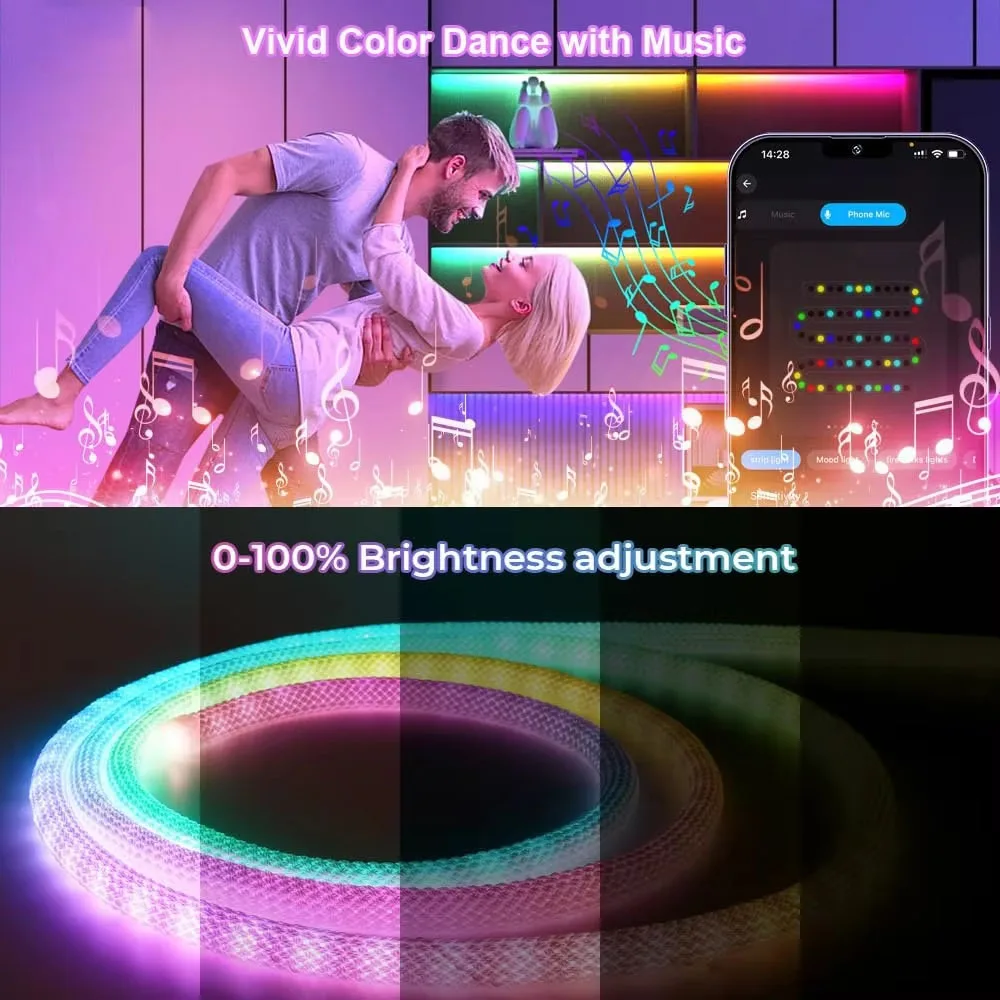 Striscia LED RGB 5V WS2812B Silicone flessibile LED Neon IP67 360 °   Luce pixel indirizzabile al neon a LED reticolata rotonda