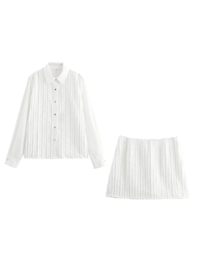

White flower-cut chiffon shirt for women 2024 spring and autumn new style super beautiful high-end luxury French suit