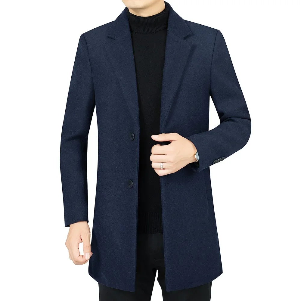 Men Business Casual Woollen Blends Overcoats New Winter Man Cashmere Trench Coats Quality Male Thicker Warm Long Jackets Size 4X