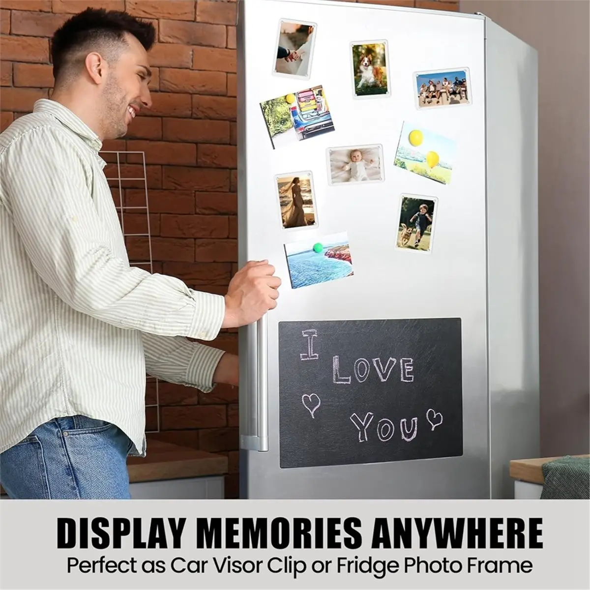 2Pcs Car Picture Holder, Acrylic Magnetic Car Photo Holder for Sun Visor for Family or Personal Photos