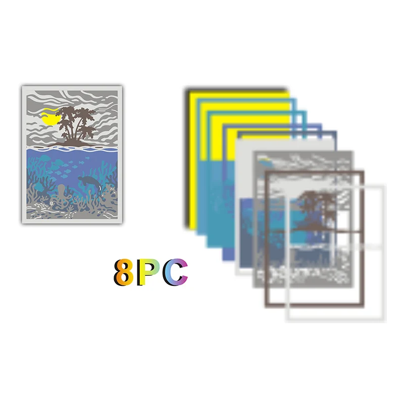 2023 January April New The Seabed and Isolated Islands Many Greeting Card Metal Cutting Die