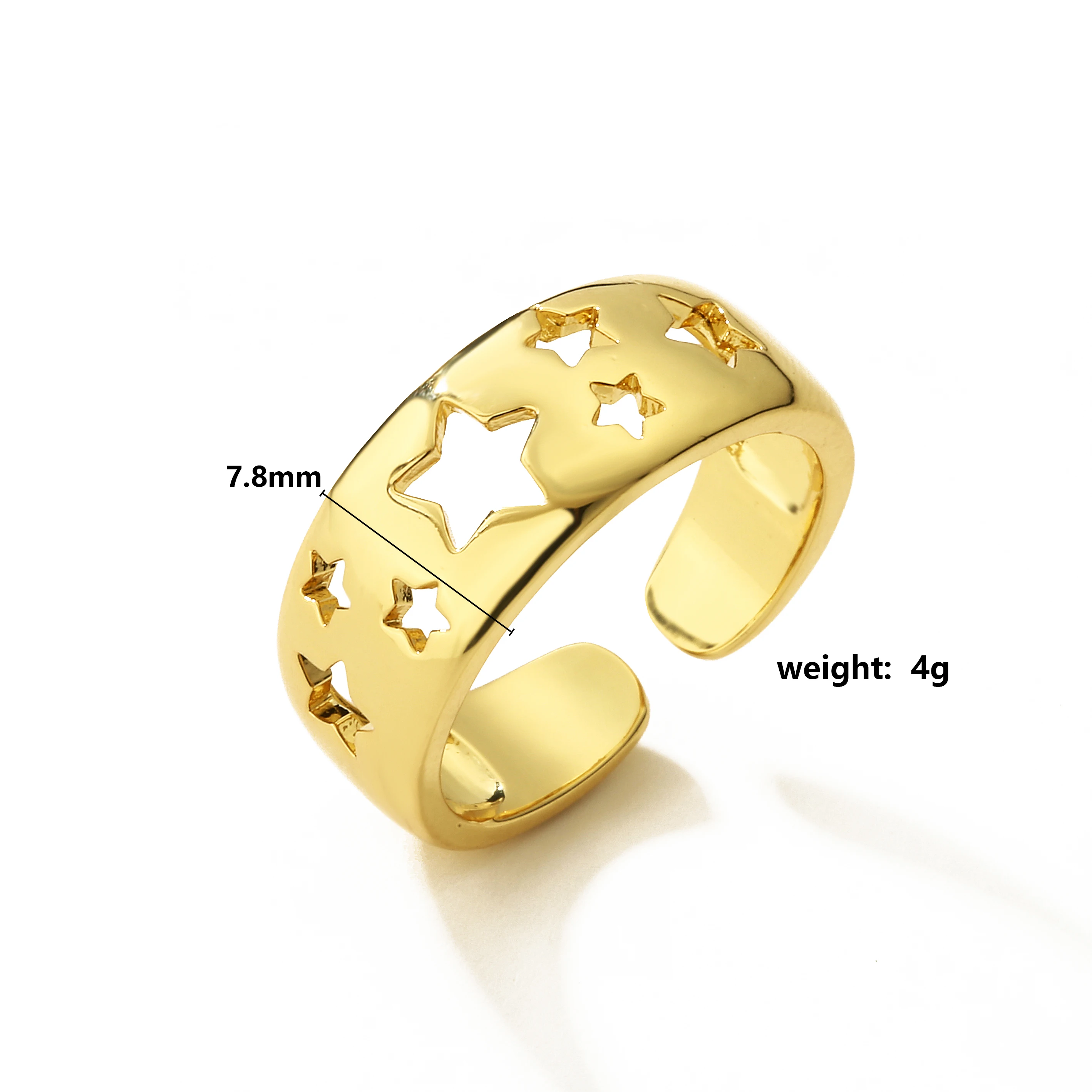 HECHENG ، النحاس خواتم للنساء القلب ستار قابل للتعديل البنصر موضة مجوهرات الحفلات هندسية الجمالية المفتوحة الدائري