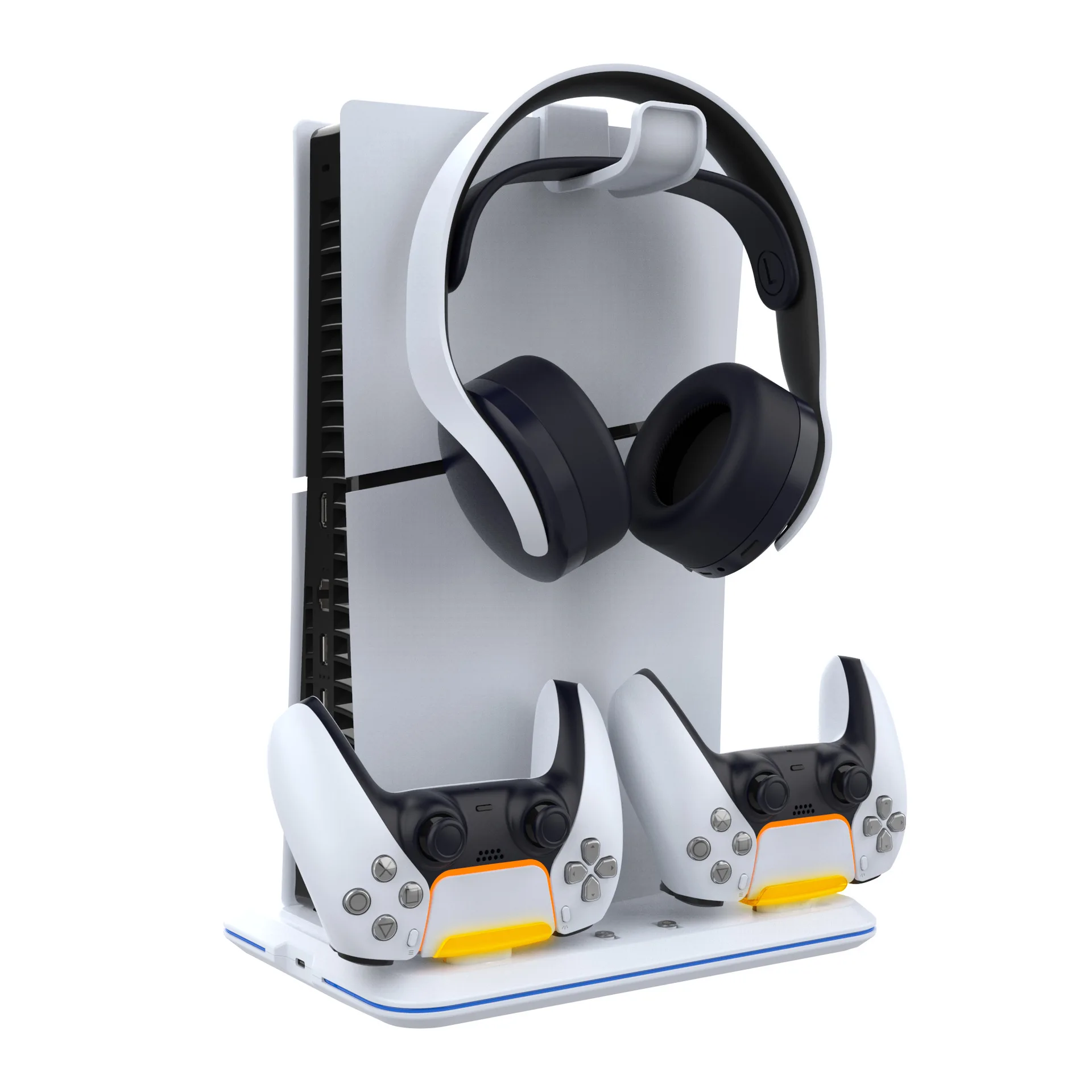 Dual Tipo-C Suporte de Auscultadores Magnético, Ventilador, Luz RGB, Suporte de carregamento, PS4 Controller Base, PS4 Slim, Novo