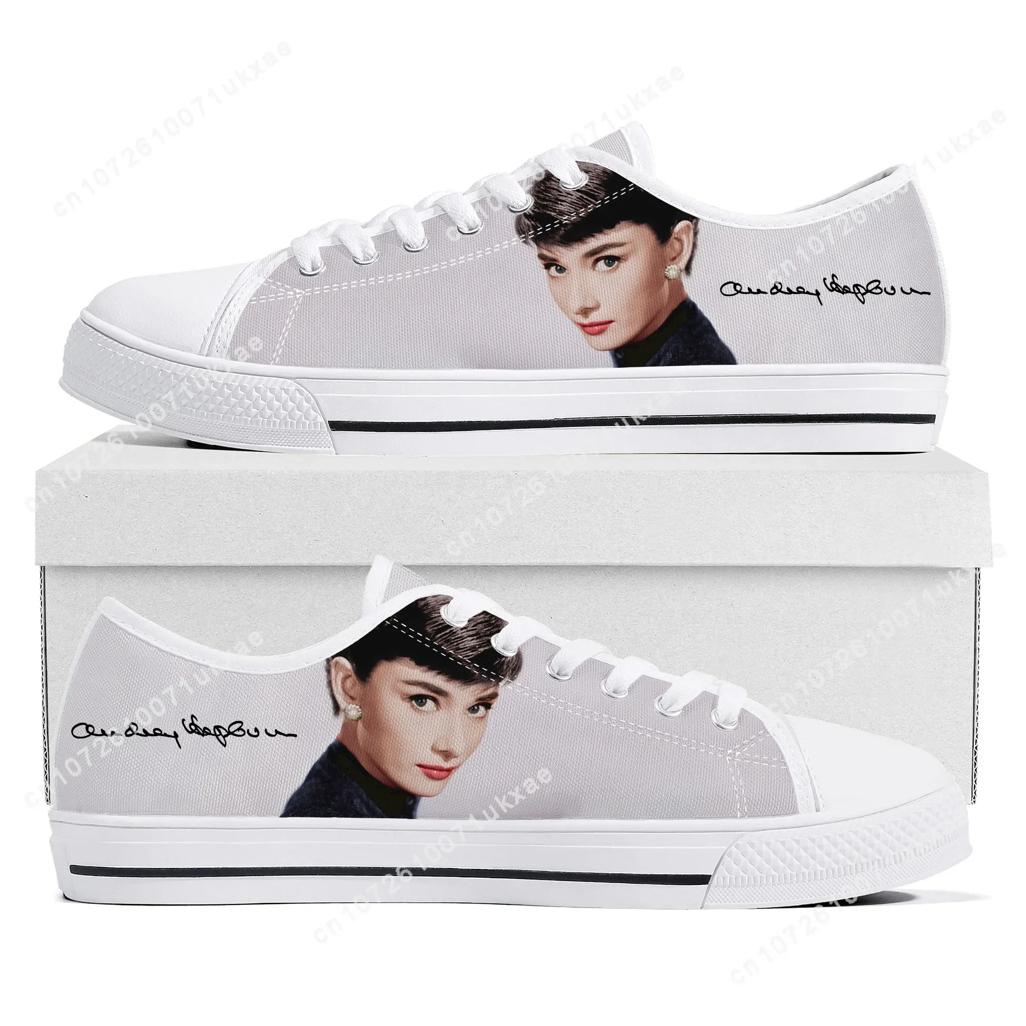 Audrey Hepburn Low Top Sneakers Mens Womens Teenager Canvas High Quality Sneaker Casual Custom Made Shoes Customize DIY Shoe