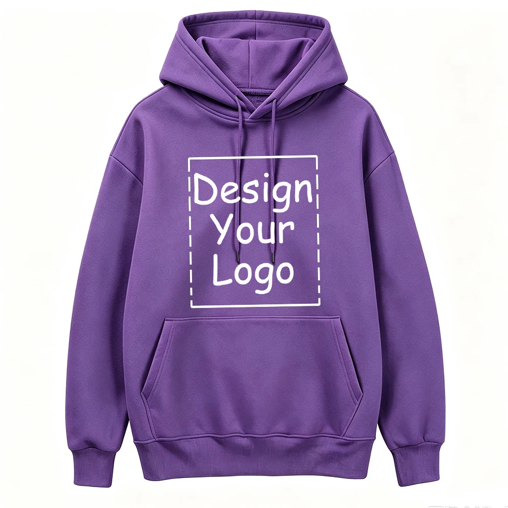 2026 Men Autumn Fleece Customize Pattern Hoody Personalized DIY Casual Loose Team Pullovers Pocket Basic All-Match Streetwear