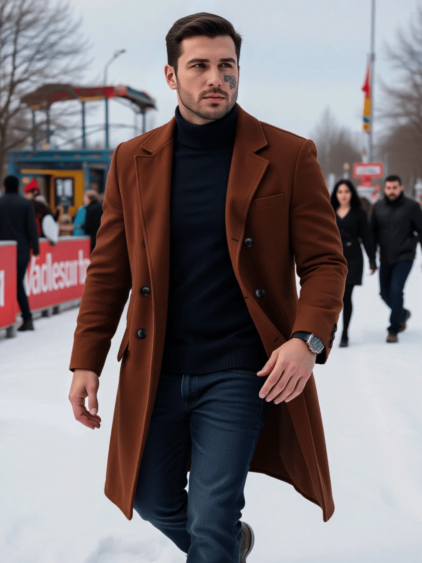

Men's Winter Wool Coat Upgraded Warmth Fashionable Elements Ideal for Stylish Urban Commute