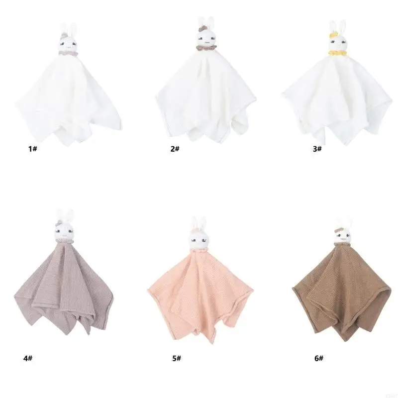 

C63C детское успокаивающее полотенце, успокаивающее полотенце, милая вязаная крючком ткань для отрыжки кролика, успокаивающая