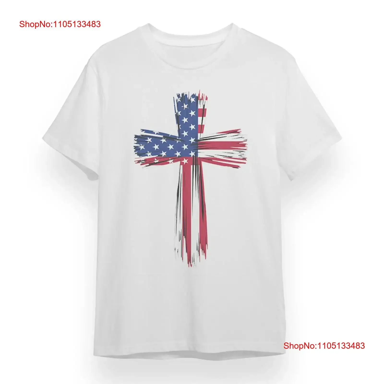 

Men's T shirt with Patriotic Cross Design Print White 100 Cotton USA vintage Washed Stylish homme Stretched Unisex Soft