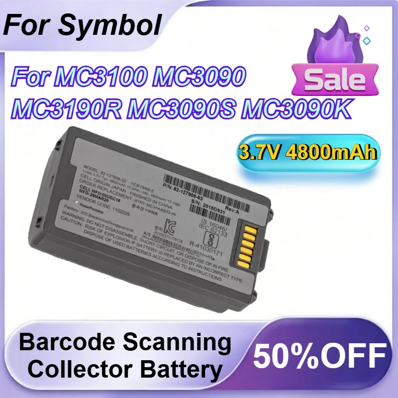 

Аккумулятор 3.7V 4800mAh для сканеров штрих-кодов Symbol MC3100 MC3090 MC3190R MC3090S MC3090K BTRY-MC31KAB02 82-127909-02