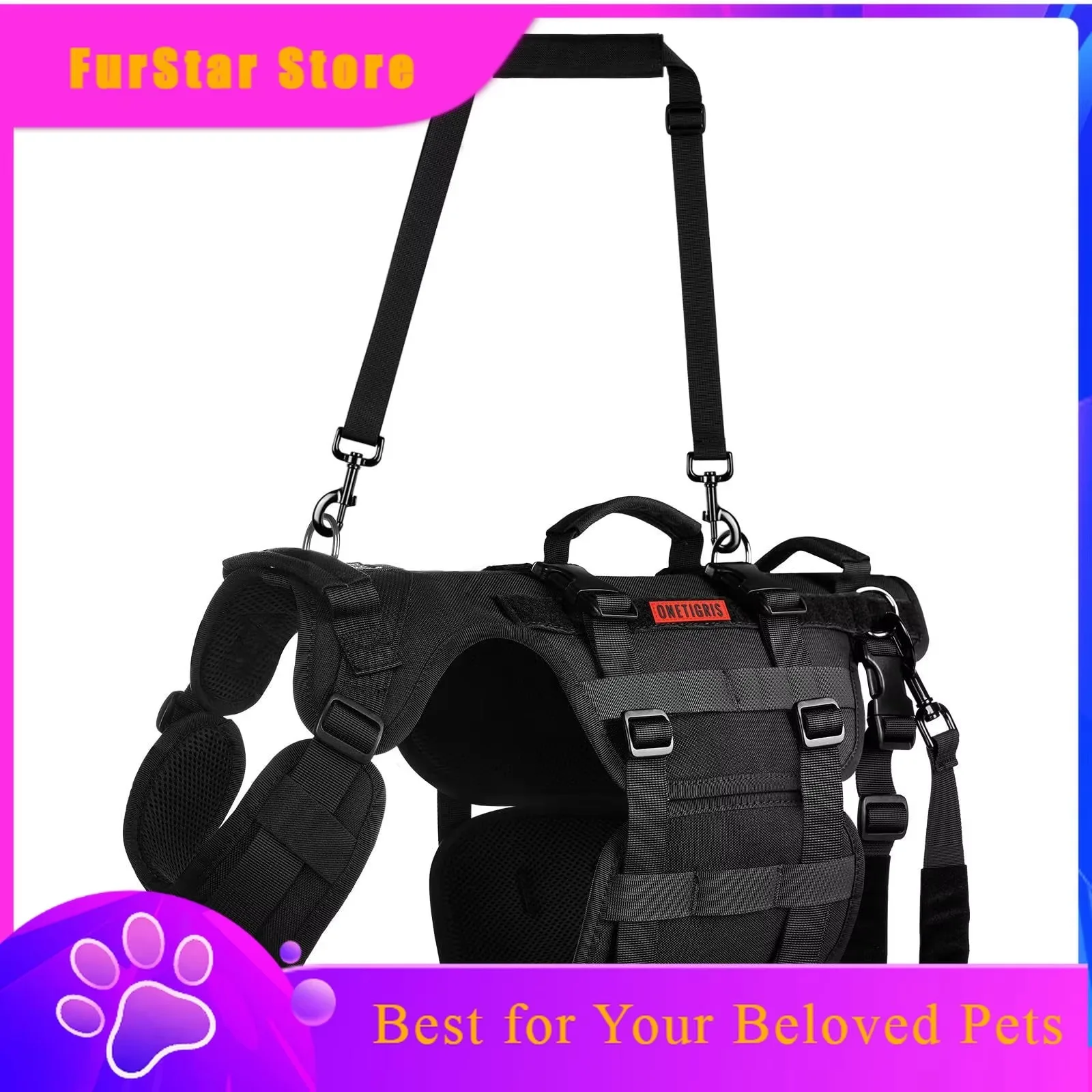 FurStarNew Tactical Vest Outdoor Dog Chest Strap Explosion-proof Handsome Traction Tactical Chest Back