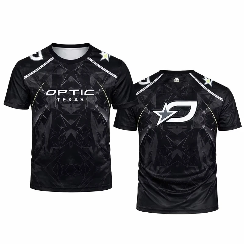 Camiseta Esportiva Optic Texas Esports com Impressão 3D em Poliéster para Homens e Mulheres, Manga Curta, Camiseta de Equipe de Jogos, Gola Redonda, T
