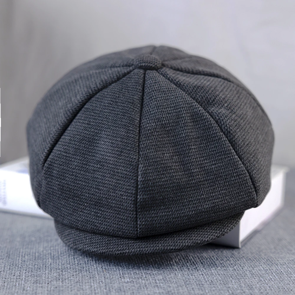 New Vintage Męska Wełniana Czapka Newsboy Ciemnoszara Kobiety Mężczyźni Berety Klasyczne Wełniane Ośmiokątne Czapki Casual Gatsby Flat Hat B-2