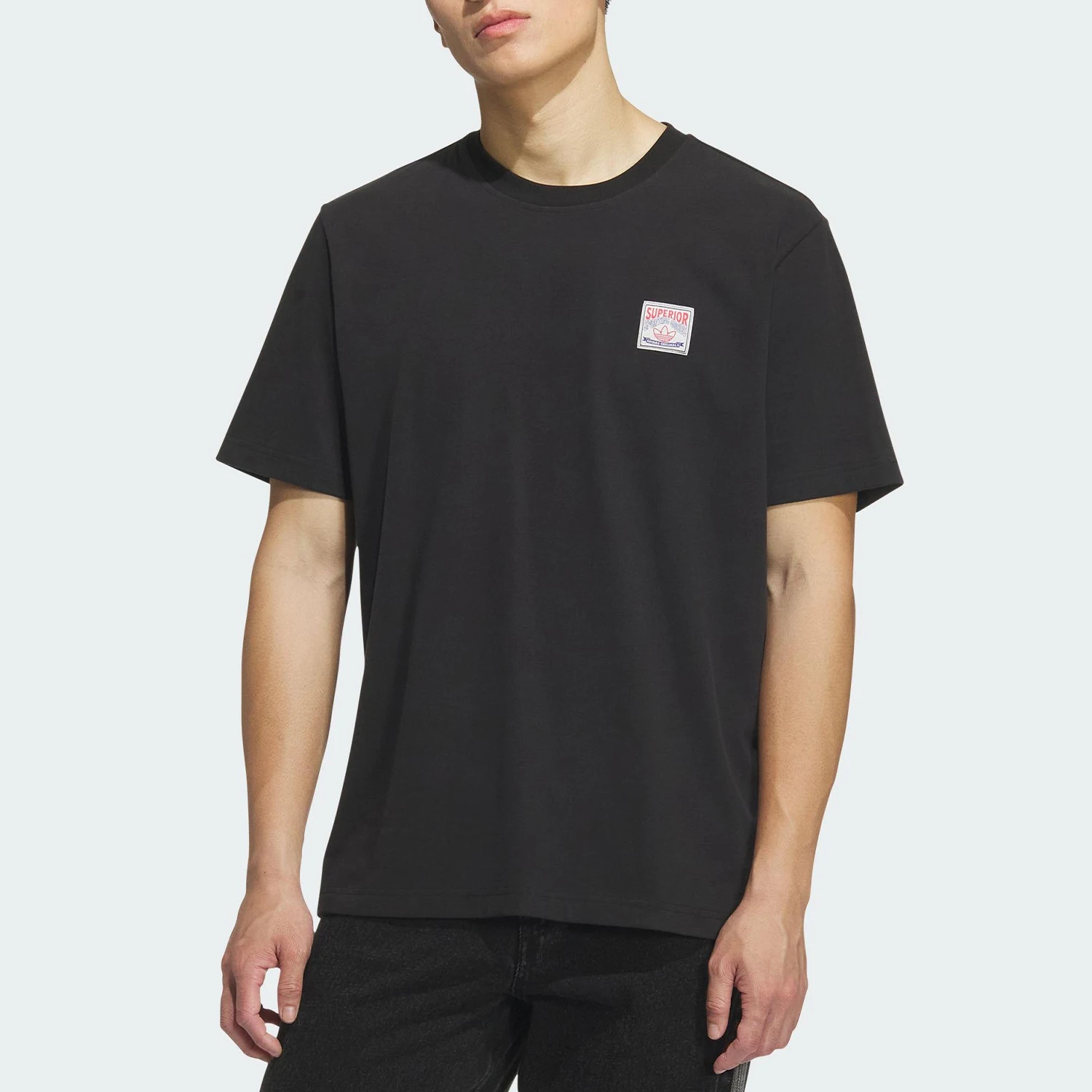 Adidas Originals Authentic Trefoil Camiseta masculina casual esportiva com gola redonda canelada e manga curta KD1852