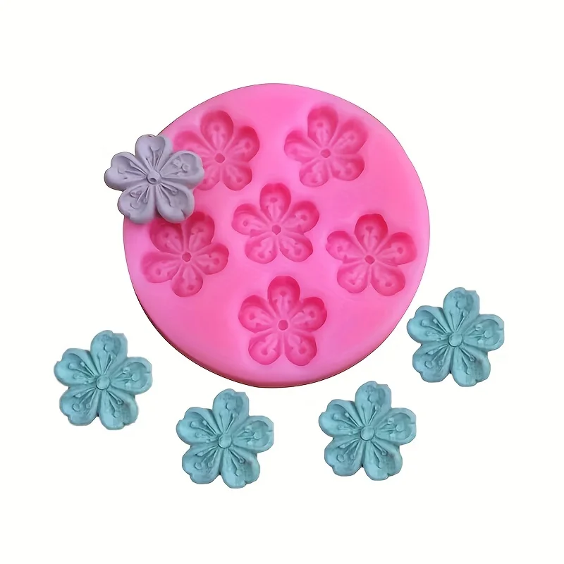 1 Piece, Sugar Flipping Silicone Six Link Peach Blossom Shaped Baked Edge Handmade Decorative Silicone Mold