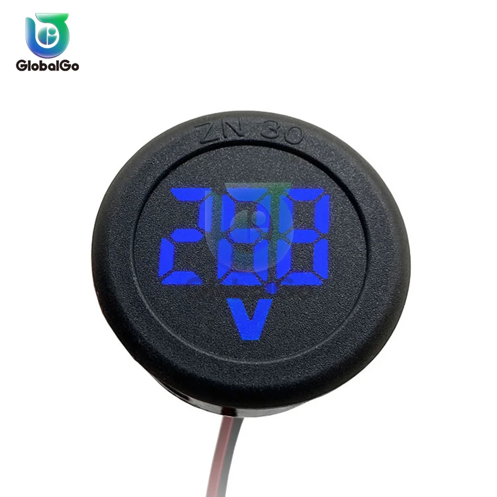 DC 4-100V LED Digital Display Circular Two-wire Voltmeter Digital Voltage Meter Test Head Display Reverse Connection Protection